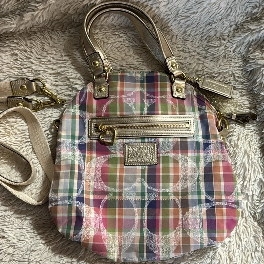 NWT  vintage Coach Daisy Madras Foldover Crossbody Bag F23541